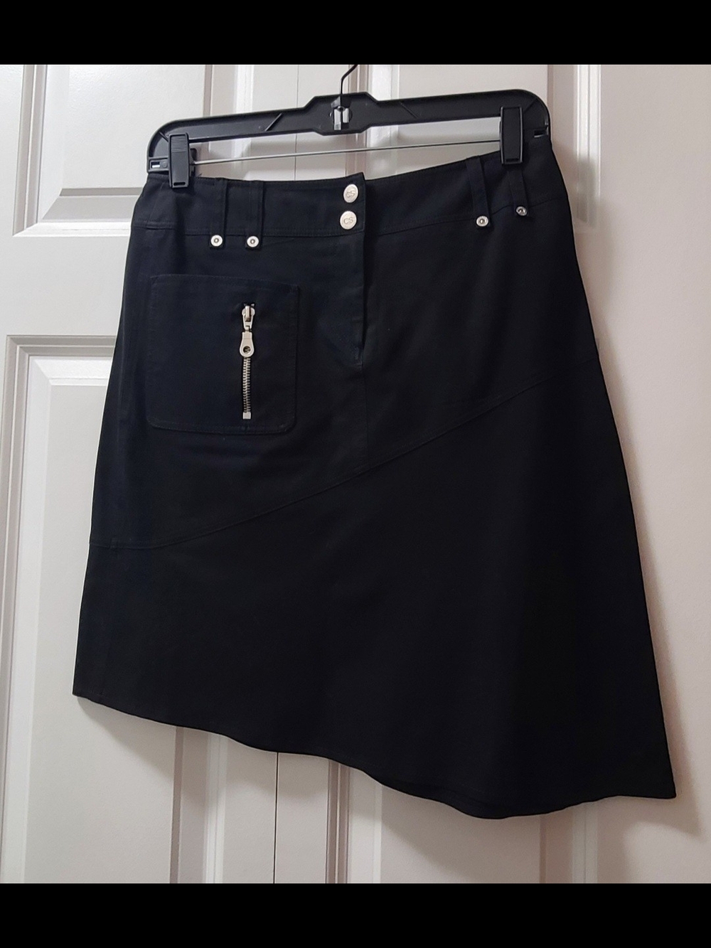 Cynthia Steffe Black A-Line Skirt with Front Zip Pocket Size 2